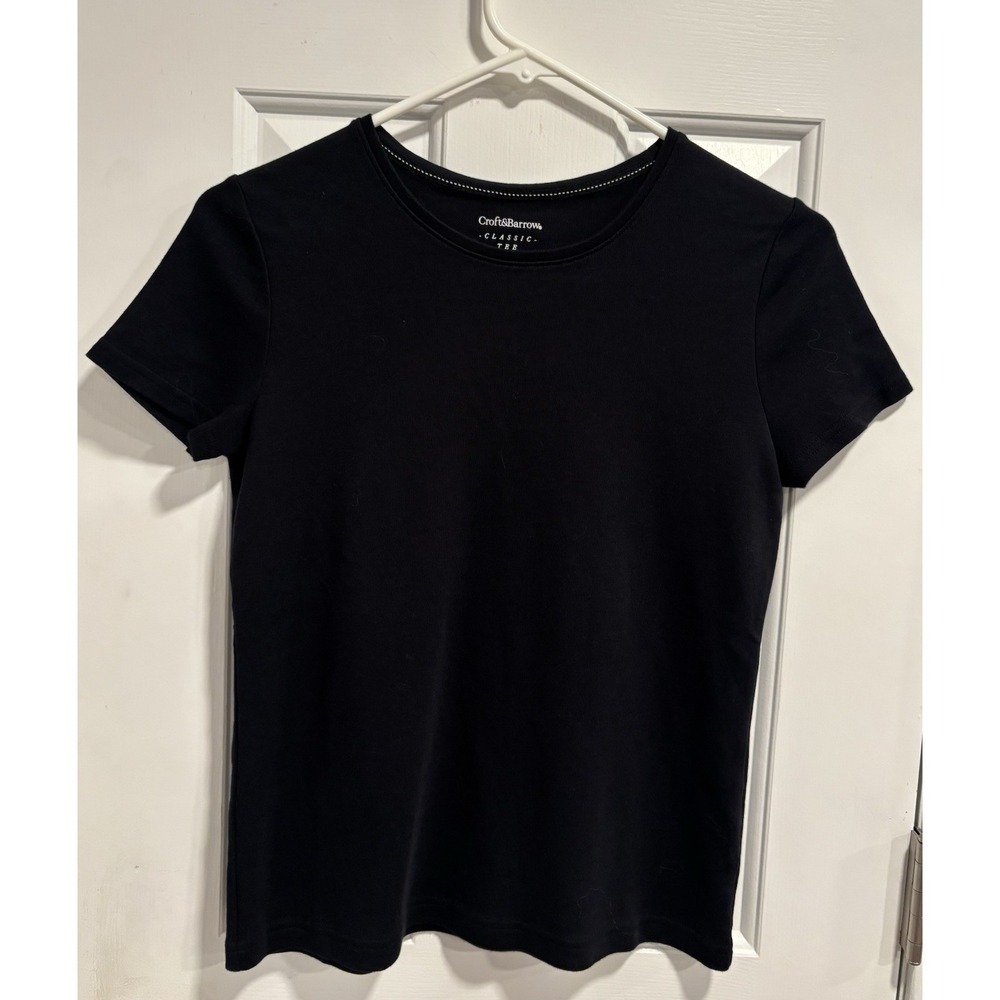 Croft & Barrow Size‎ PXS Tee Black 100% Cotton Short Sleeve Casual Womens Top
